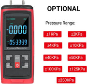 LABART Digital Manometer Dual-Port Manometer Gas Pressure Tester 13 Selectable Units with Data Logger & Software GT5101